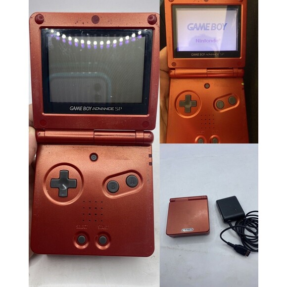 Nintendo GameBoy Advance SP Red AGS-001 Handheld W Charger GBA SP retro Console